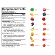 Balance of Nature Supplement Facts - 16 Ingredients of Whole Fruits
