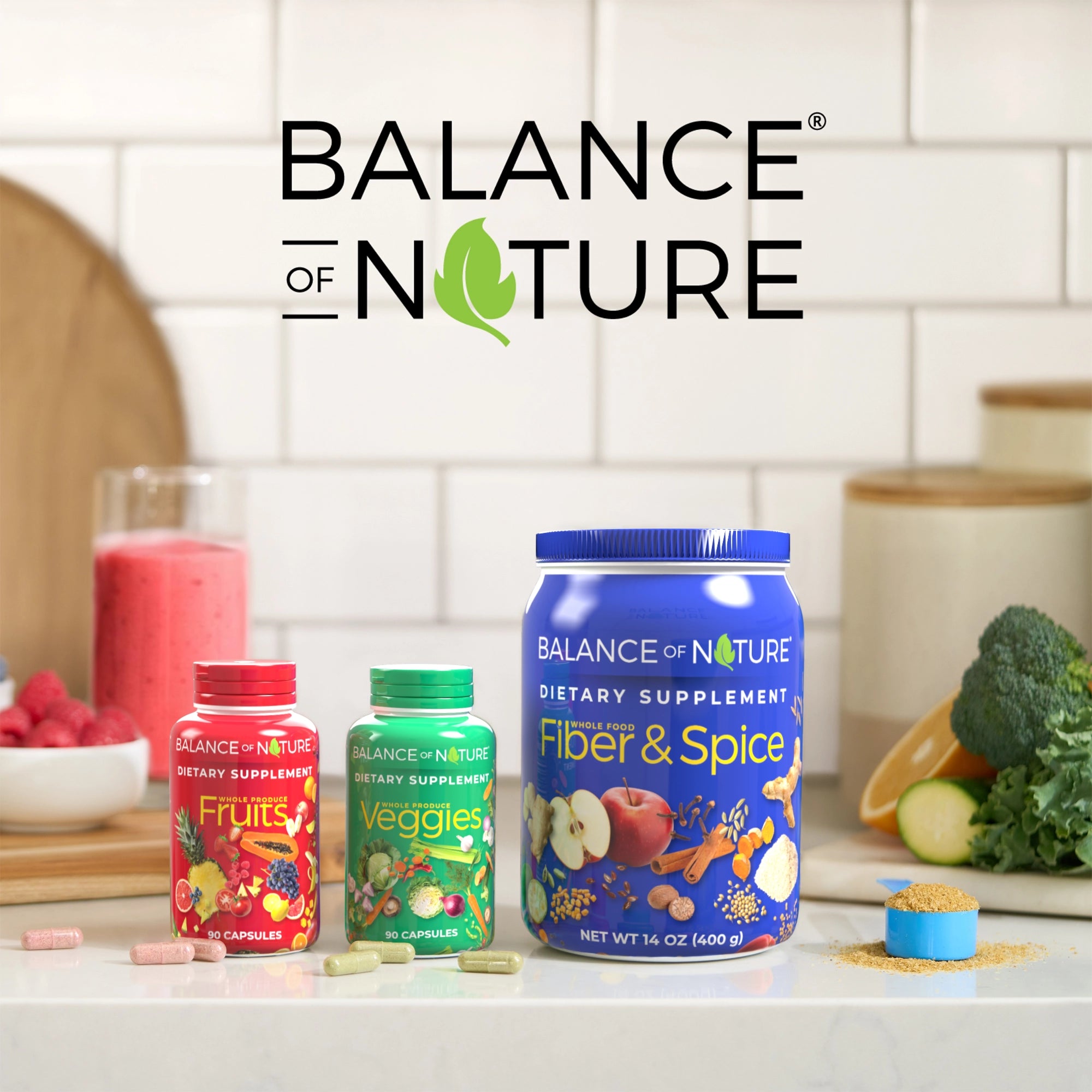 Balance of Nature Whole Health System - Ingredients from Whole Fruits, 
Vegetables, Fibers, and Spices 