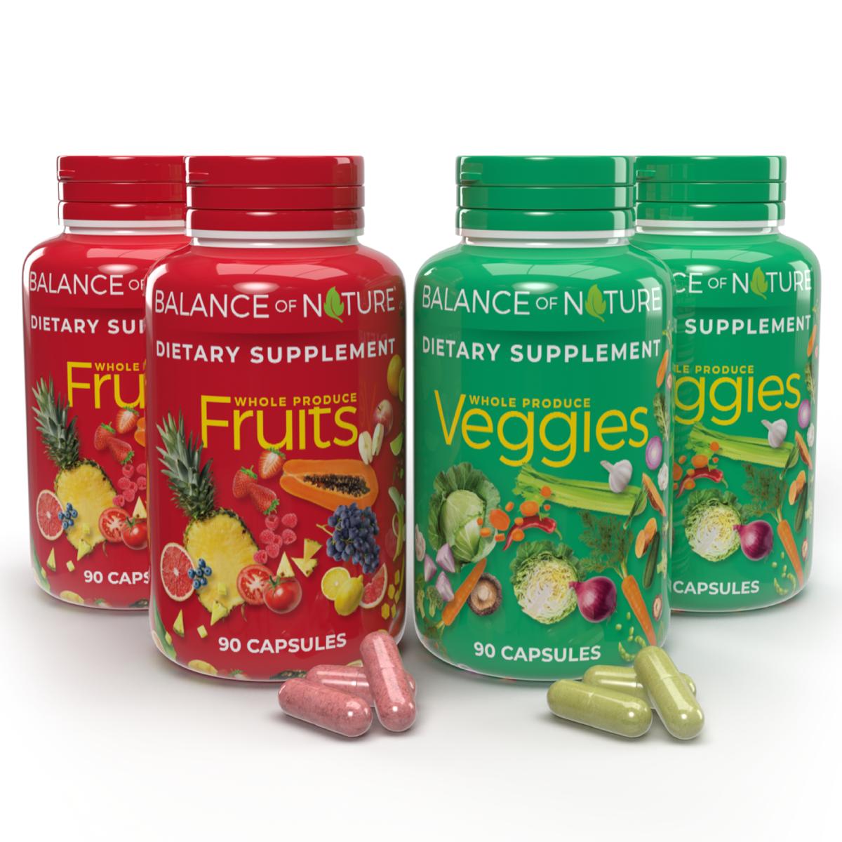 Balance of Nature supplements - set of 2 Fruits and 2 Veggies